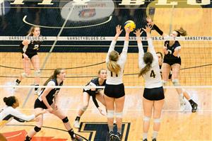 competitive girls volleyball game